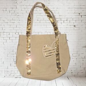 [[Y2K Fashion]] Vintage American Eagle Sequin Tan Tote